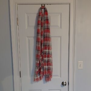 GAP Red Plaid Lightweight Scarf, Red, Teal, White